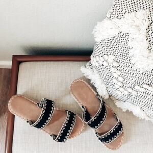 Minimalist Boho strap slide platform espadrille sandals 8.5